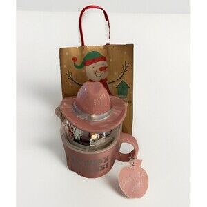 Scheffield HOME Pink ceramic Mug W/Cowboy Hat W/ Sliver Disc Ball “Howdy Class”